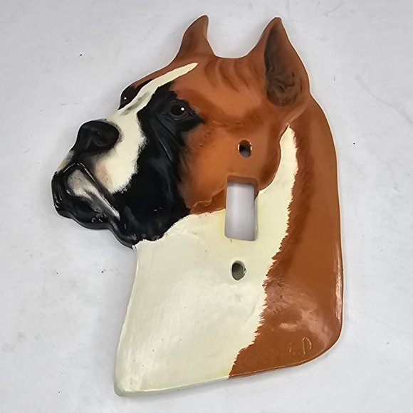 Vintage Boxer Dog Light Switch Cover Face Plate Ceramic Signed 88 - Picture 2 of 8